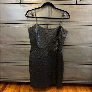 Amanda Uprichard Strapless Faux Leather Detail Dress, M, Never Worn